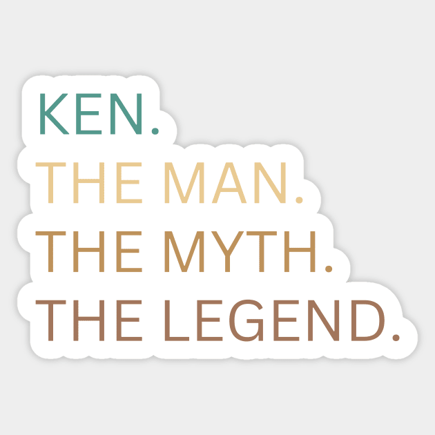 Ken.The Man, The Myth, The Legend Sticker by BandaraxStore